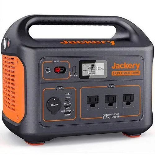 Jackery Explorer 1000 Portable Power Station, 1002Wh Capacity with 3x1000W AC Outlets, Solar Generator (Solar Panel Not Included) for Home Backup, Emergency, Outdoor Camping