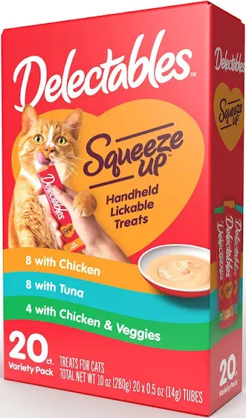 Hartz Delectables Squeeze Up Interactive Lickable Wet Cat Treats Variety Pack