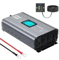 GIANDEL Pure Sine Wave Power Inverter 1500 Watt Upgraded with FCC Approval Converts DC 12V to AC 120V with LCD Display 3xAC Outlets & Remote