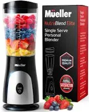 Mueller Personal Blender for Shakes and Smoothies with 15 oz Travel Cup and Lid, Juices, Baby Food, Heavy Duty Portable