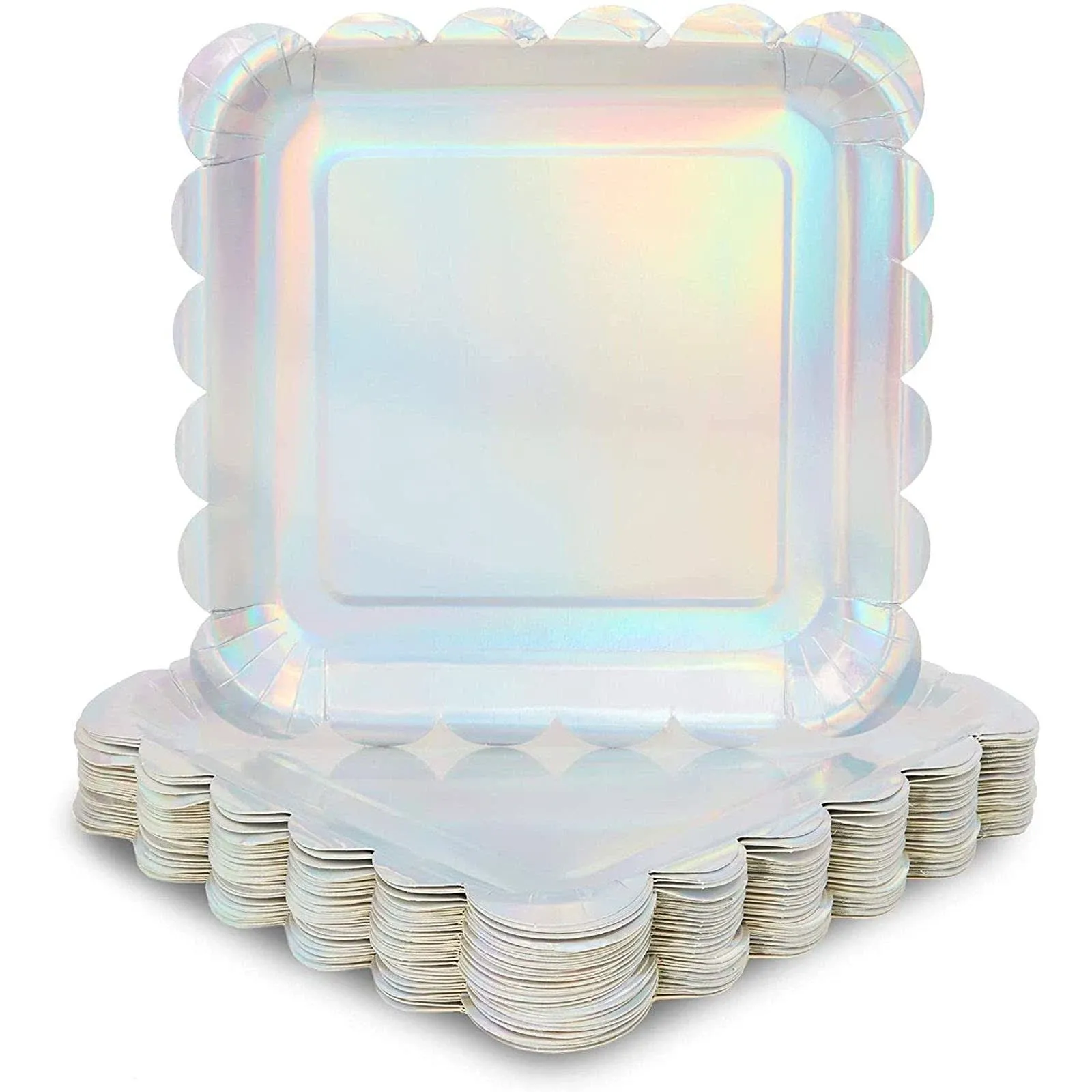 Sparkle and Bash Holographic Silver Foil Square Paper Plates