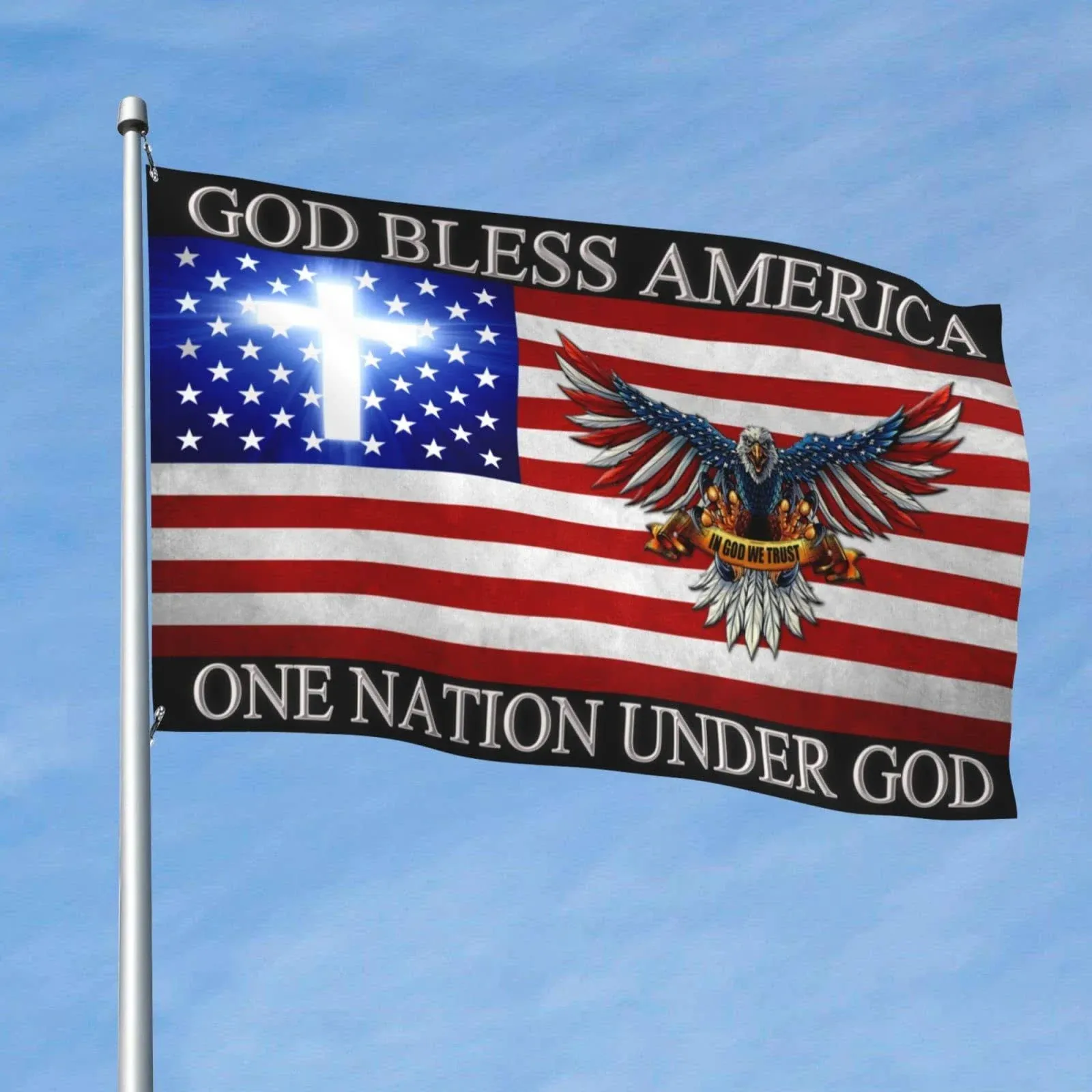 TFDXIH One Nation Under God Jesus Flag