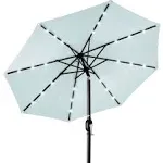 Best Choice Products 10ft Solar LED Lighted Patio Umbrella w/ Tilt Adjustment, UV-Resistant Fabric - Baby Blue