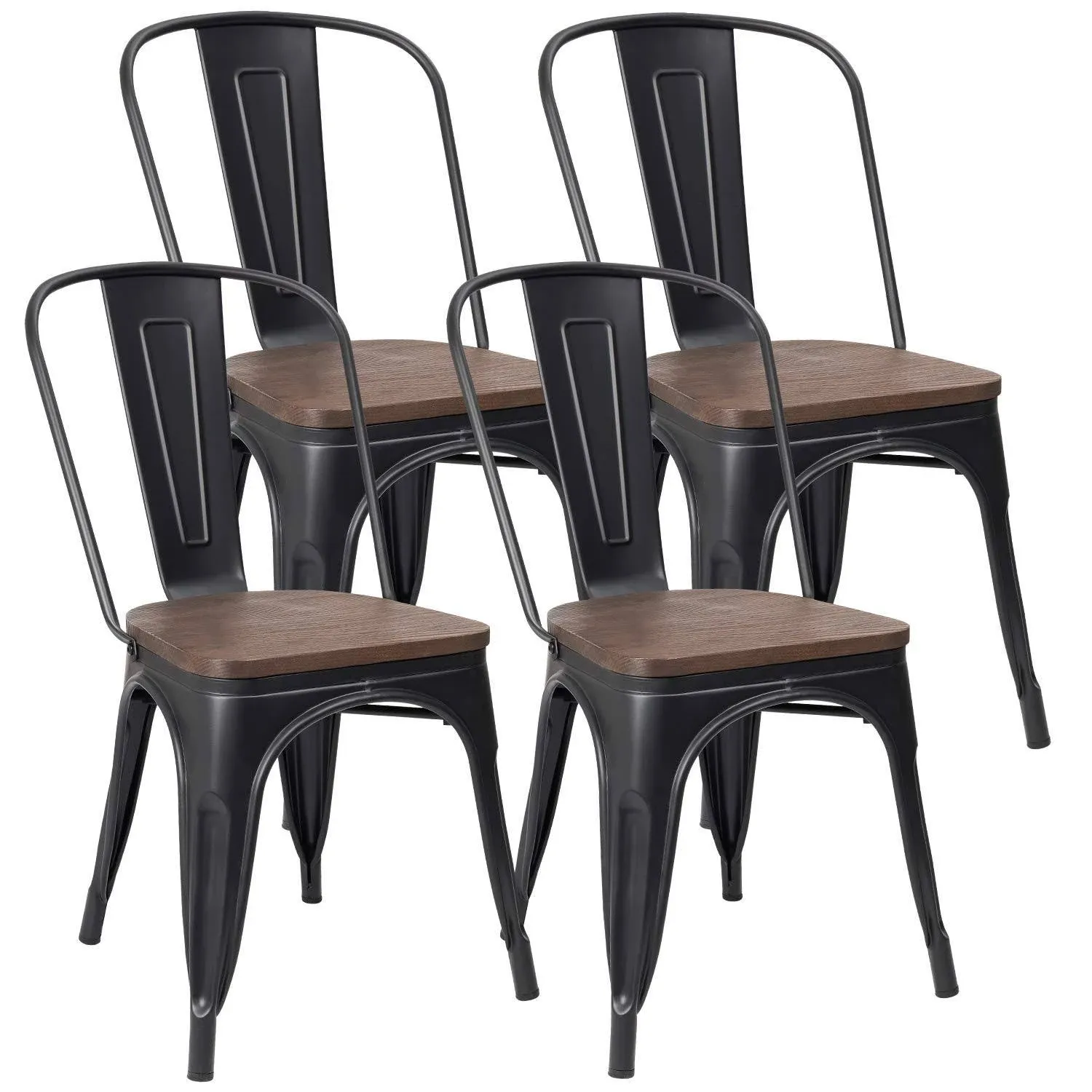 Metal Dining Chair Stackable Industrial Vintage Kitchen Chairs Indoor-Outdoor Bi