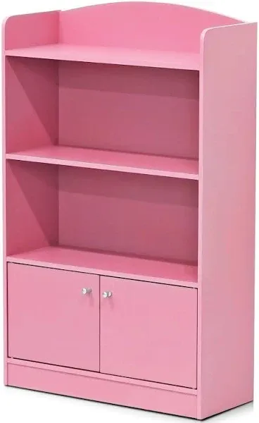 Lova Bookshelf with Storage Cabinet Basic 3-Tier Bookcase Storage Shelves, Pink