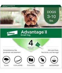 Elanco Advantage II Flea Treatment For Dogs - 3-10 lbs 6 Monthly Doses