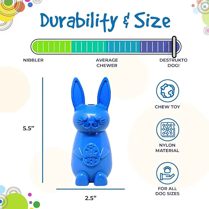 SodaPup Bunny – Durable Dog Chew Toy Made in USA from Non-Toxic, Pet Safe, Food Safe Nylon Material for Mental Stimulation, Clean Teeth, Fresh Breath, Problem Chewing, Calming Nerves & More