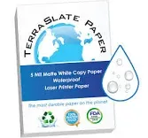 10 MIL 8.5&#034; x 11&#034; Waterproof Laser Printer/Copy Paper 50 50 Sheets, White 