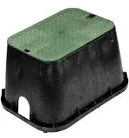 14 In. X 19 In. Rectangular Valve Box and Cover, Black Box, Green ICV Cover