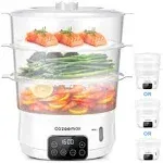 Cozeemax Electric Food Steamer for Cooking, 13.7QT Digital Vegetable Steamer 800W with 3 Tiers BPA Free Dishwasher Safe Lids and Stackable Baskets,