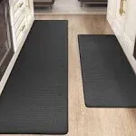  Kitchen Rugs, Kitchen Rug Set 2 Piece Kitchen Runner Rug 17&#034;x29&#034;+17&#034;x59<wbr/>&#034; Black