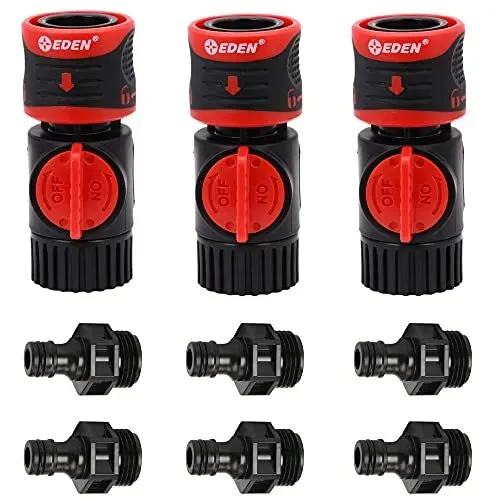 Eden Premium Garden Connect Shutoff Valve and Water Stop Lock Feature Quick Release Kit