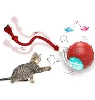 Giociv Interactive Cat Toys Ball for Indoor Cats Fast Rolling On Carpet, Chirping & Motion Activate Cat Toys (Red)