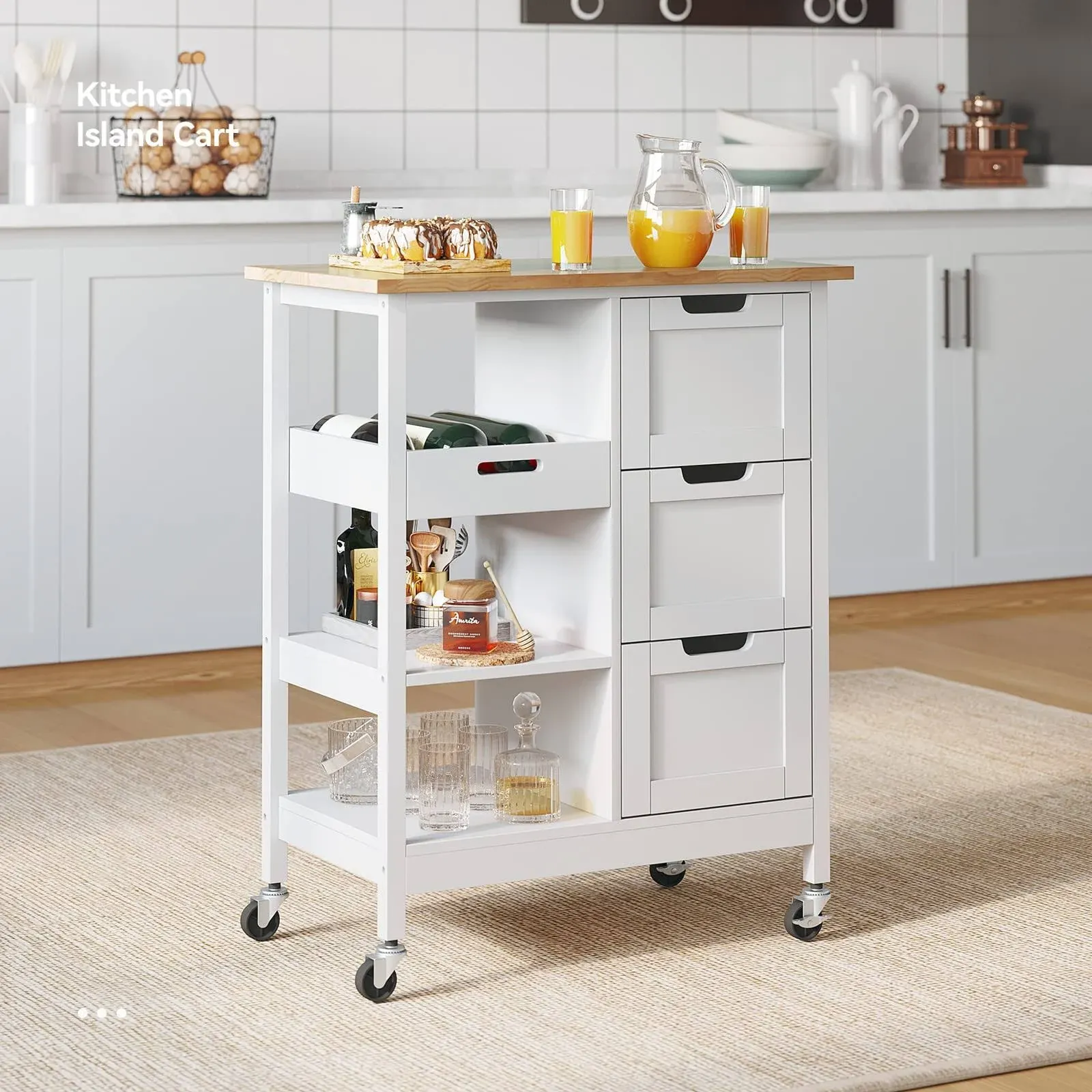 YITAHOME Kitchen Island Cart with Storage Kitchen Cart for Home Rolling Serving Utility