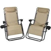 Sunnydaze Decor Oversized Zero Gravity Chair with Pillow and Cup Holder