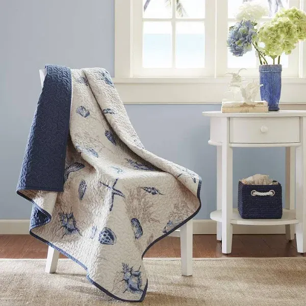 Madison Park Modern Printed Fabric Oversized Quilted Throw in Blue