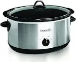 Large 8 Quart Oval Manual Slow Cooker, Stainless Steel