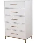 Alpine Furniture Madelyn White Five Drawer Chest