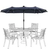 HERA'S PALACE 13ft Patio Umbrella with 120 LED Solar Lights, Double Sided Outdoor Umbrella for Patio, 8 Colors Changing, Table Umbrella Outdoor Patio for Garden Pool