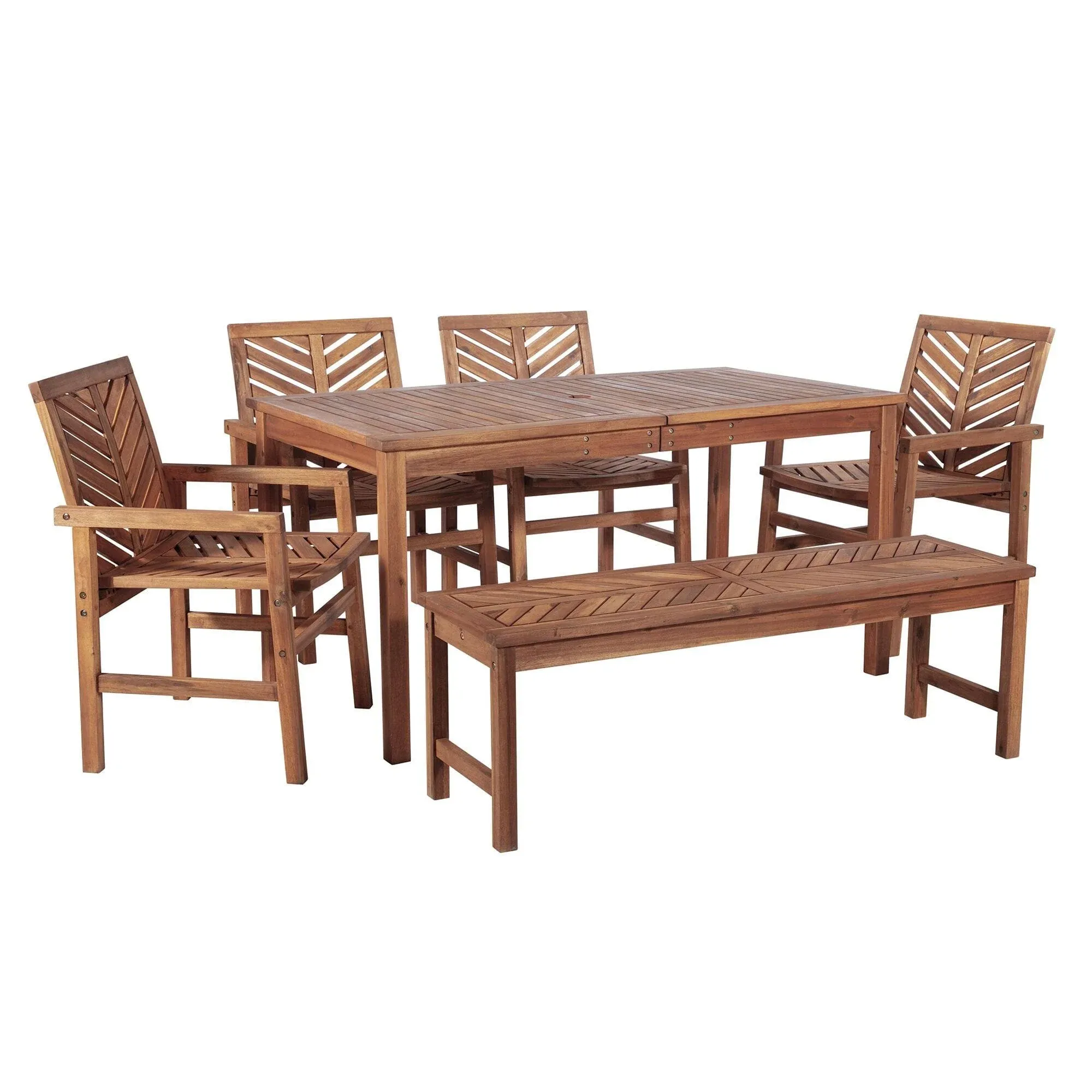 Walker Edison 6-Piece Chevron Outdoor Patio Dining Set - Dark Brown