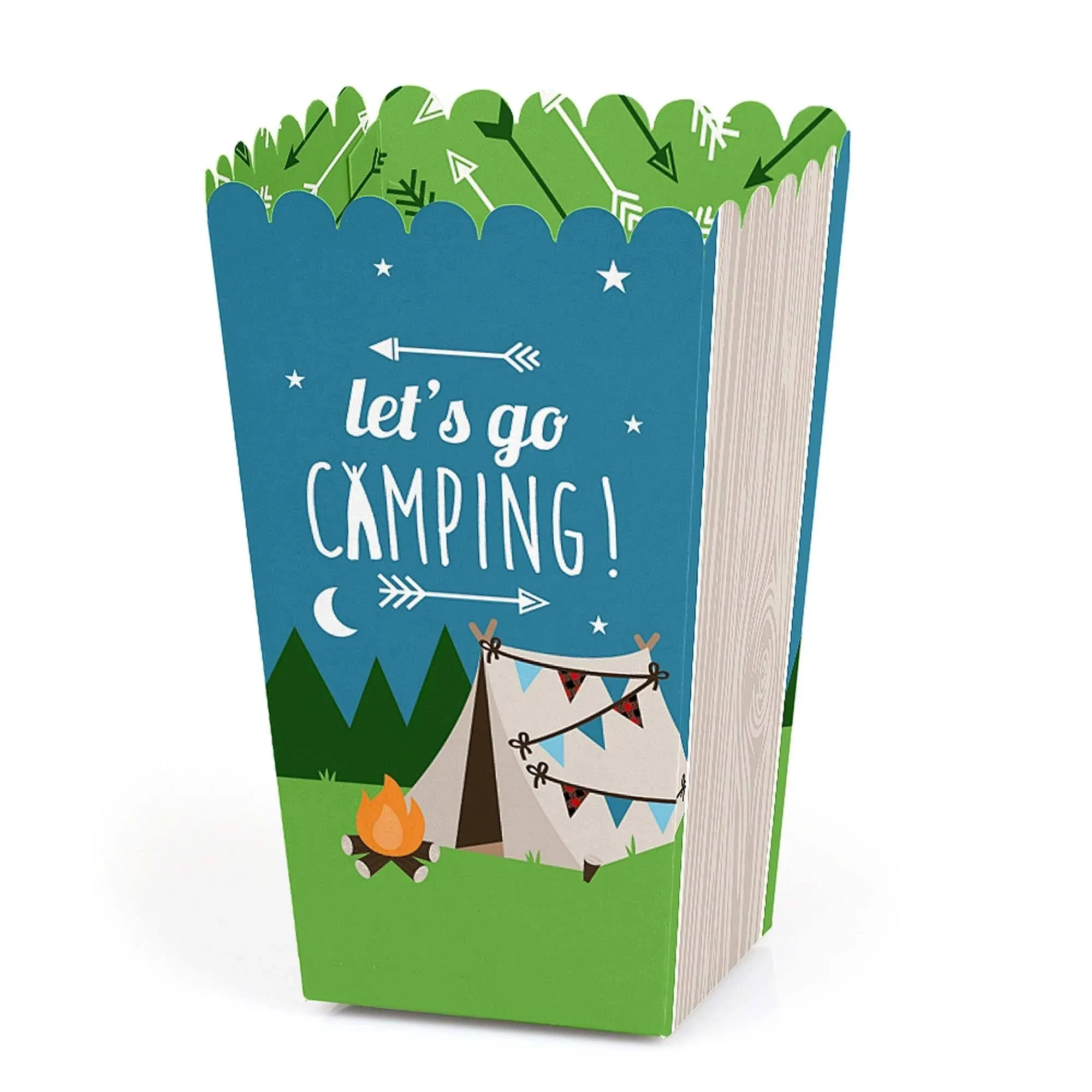 Happy Camper - Camping Baby Shower or Birthday Party Favor Popcorn Treat Boxes ...