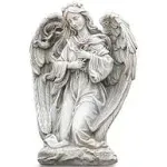 HEAVENLY ANGEL WITH PINK ROSES GARDEN STATUE