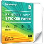 PAPERVISUAL 50 Printable Sticker Papers for Inkjet Printer Matte White Waterproof Sticker Printer Paper