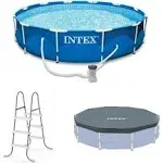 Intex 12'x30" Swimming Pool w/ Pump, Pool Ladder for 42” Wall, & 12’ Cover