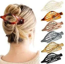 French Concord Hair Clips Claw - 6Pcs Side Slid Flat Hair Clips for Volume Strong Hold No Slip Grip Hair Claw Clips for Women Girls Thick Thin Hair (Matte Curved(Medium,4 inches))