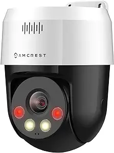 Amcrest 5MP UltraHD Mini AI Outdoor IP PoE Camera, Pan/Tilt Security IP Camera with Two-Way Audio, 98ft Full Color Night Vision, Active Deterrents, 5-Megapixel, Wide 104.8° FOV, IP5M-1190EW (White)