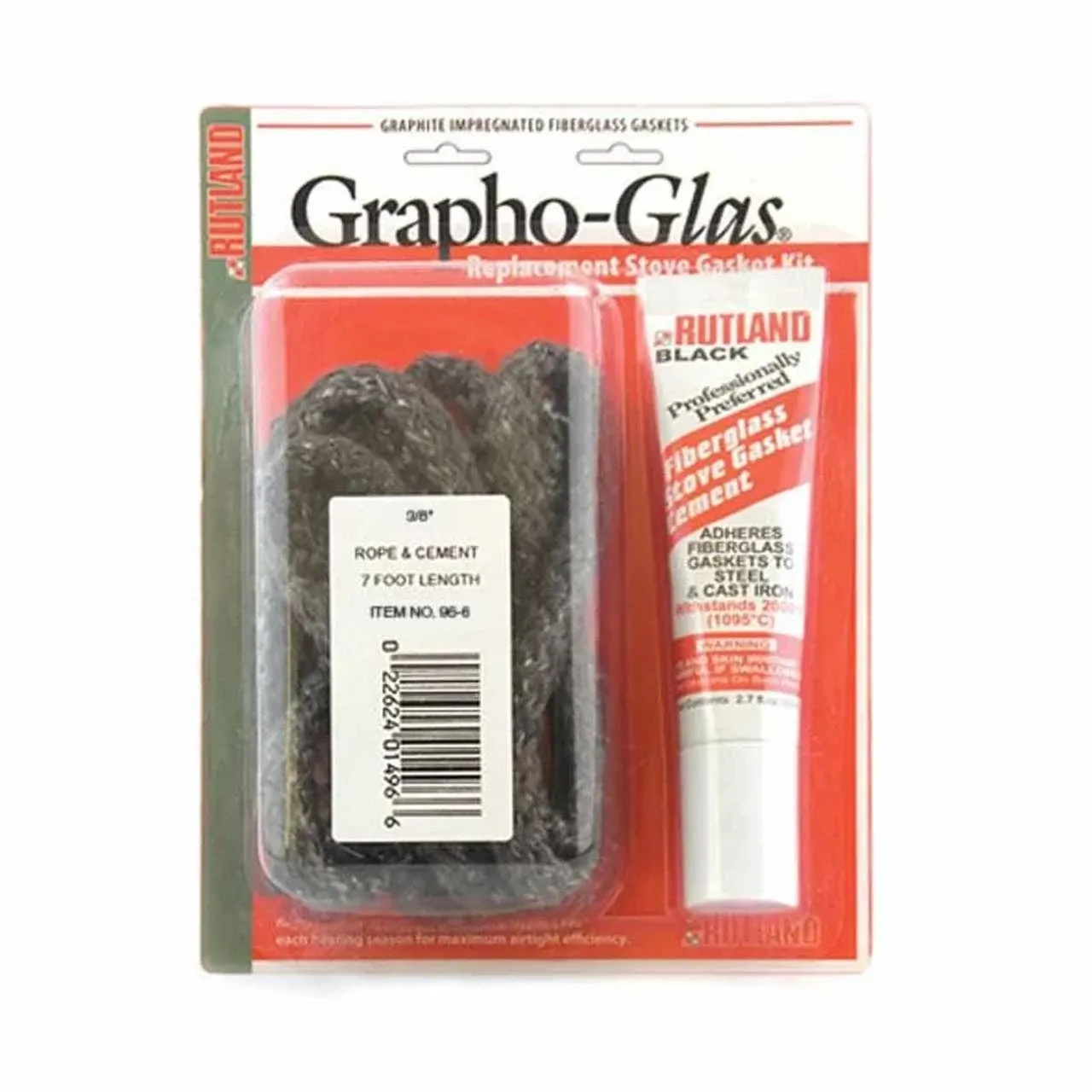 Rutland Grapho-Glas Stove Gasket Kit, 7' x 3/8" Rope