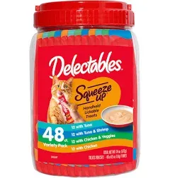 Delectables Squeeze Up Variety Pack Lickable Cat Treats, 48 count 0.5oz tube