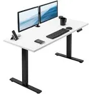 VIVO Electric 55 x 24 inch Square Edge Sit Stand Desk, Memory Controller Height Adjustment, 1B-S Series, Black Top White Frame, DESK-KIT-1W55S-B