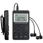 Portable AM/FM Pocket Radio, Rechargeable, Digital Tuning, Stereo, Belt Clip 