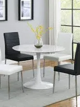 White 40-inch Round Dining Table Mid-Century Modern MDF Metal Finish