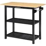 Convenience Concepts Designs2Go 3 Tier Butcher Block Kitchen Prep Island with Drawer, Black