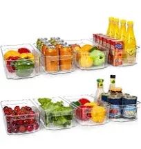 Refrigerator Organizer Bins - 8Pcs Clear Plastic Bins for Fridge, Freezer, Kitch