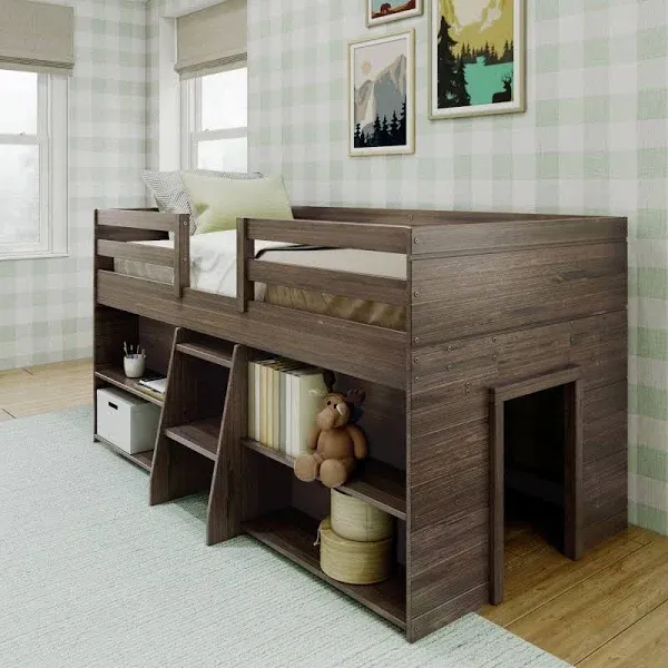 Max & Lily Modern Farmhouse Low Loft Bed