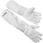 Honey Keeper Beekeeping Gloves, Small - Goatskin Leather with Ventilated Canvas Sleeve and Elastic Cuff