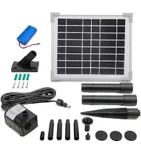 Solar Water Pump with Backup Battery for Birdbath