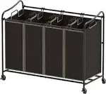 Simple Houseware 4-Bag Heavy Duty Laundry Sorter Rolling Cart