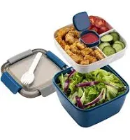 Freshmage Salad Lunch Container to Go, 52-oz Salad Bowls with 3 Compartments, Salad Dressings Container for Salad Toppings, S