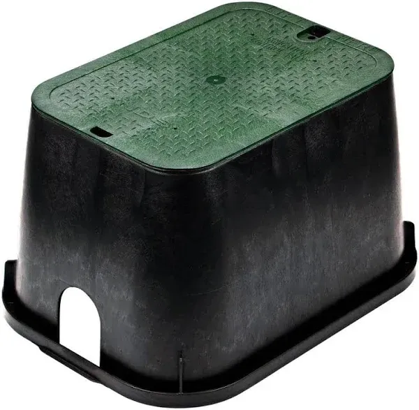 NDS - 113BC - 21 inch W x 12 inch H Rectangular Valve Box with Overlapping Cover Black/Green