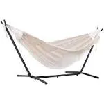 Vivere Double Hammock w/ Stand 9-ft Adjustable Tri-Beam Metal Cotton Natural