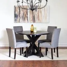 Roundhill Furniture Enbridge 5-piece Dining Set Cross-Buck Dining Table with 4 Stylish Chairs