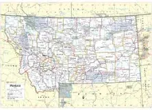 Cool Owl Maps Montana State Wall Map Poster Rolled 34"Wx24"H (Paper)