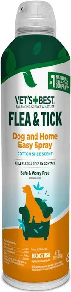 Vet’s Best Flea & Tick Home Spray Refill for Dogs – Cotton Spice Scent Dog Flea & Tick Aid – Made in The USA – Flea & Tick Home Spray – Flea Protection for Dogs – 96 oz