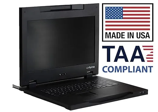 KVM Console 17.3 Full HD - Made in USA - TAA Compliant - 1U Rackmount Console Rack - Server Rack Mount Monitor with 1920 x 1080 Resolution - Rackmount Monitor with VGA & Display Port by Uptyma