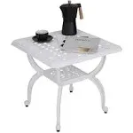  Cast Aluminum Outdoor Side Table,Anti-Rus<wbr/>t Outdoor End White square