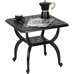 Cast Aluminum Outdoor Side Table,Anti-Rus<wbr/>t Outdoor End Table,Patio Coffee Bistro